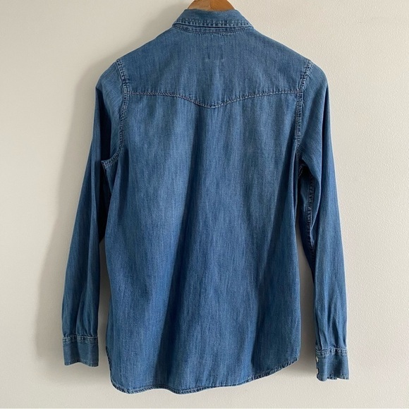 Gap Two Pocket Western Denim Button down Shirt Medium Indigo - Picture 8 of 14